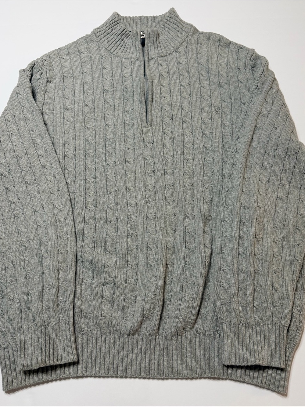 Izod Men's Light Gray Cable Half-Zip Sweater